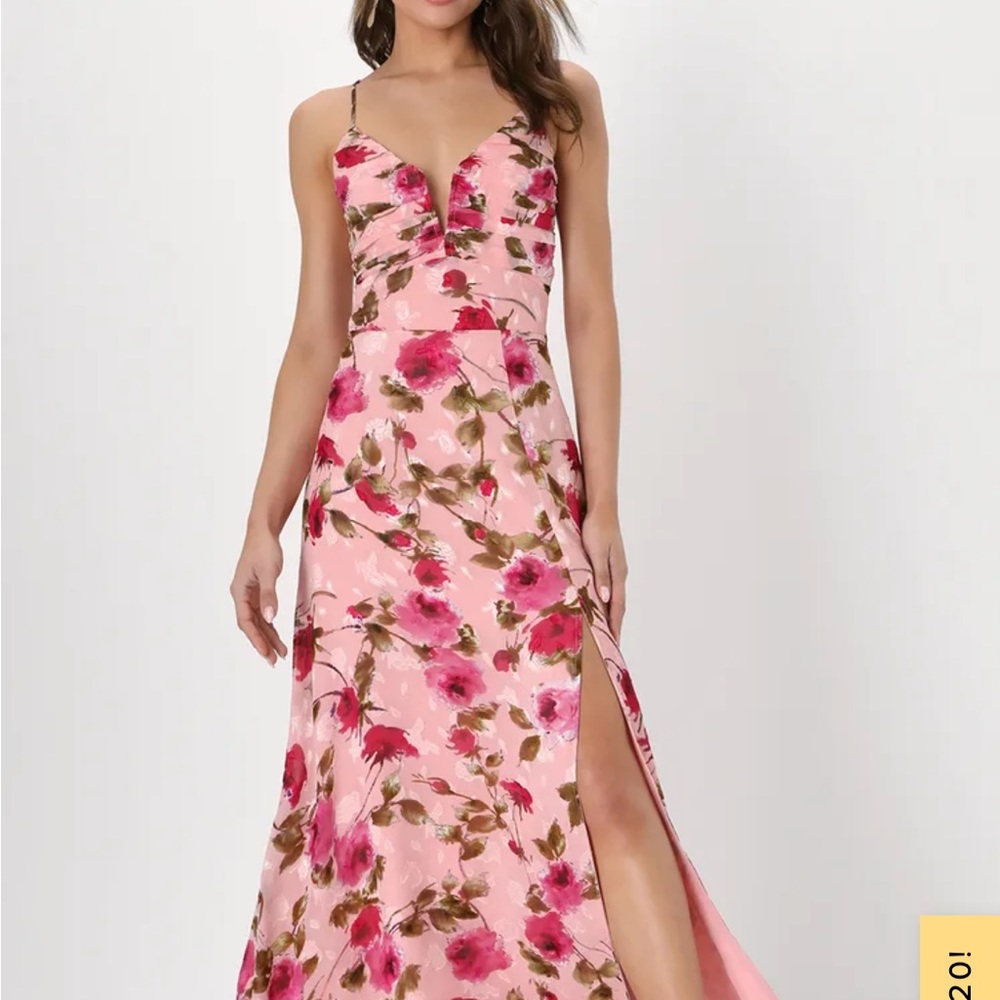 Pretty Perspective Blush Pink Floral Burnout Notched Maxi Dress size small